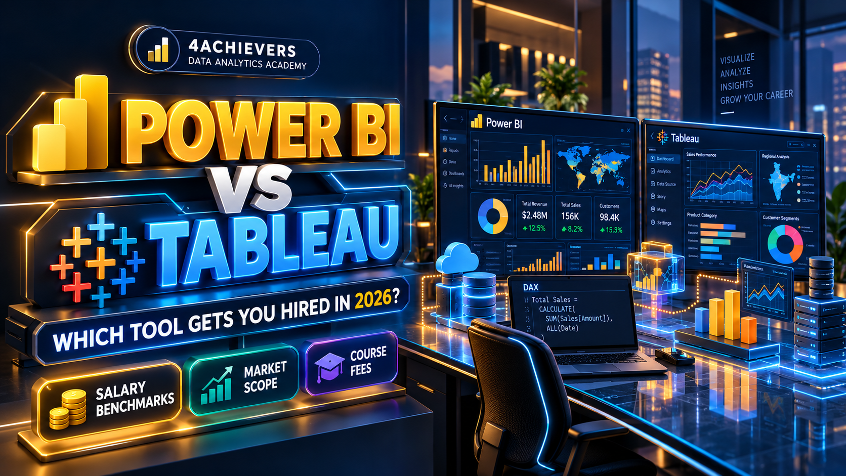 Power BI vs Tableau (2026): Salary, Scope & Course Fees